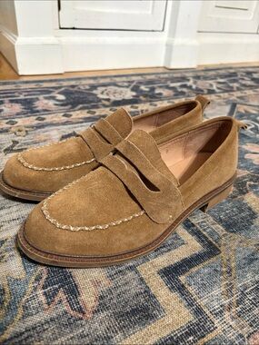 J. Jill Women’s Suede Penny Loafers in Camel Brown